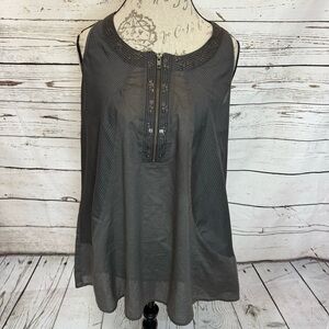 Coldwater Creek Shadow Stripe Stud Shell Top Gray S(6-8)